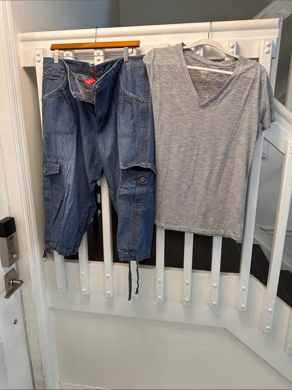 Faded Glory Blue Denim Cargo Capris